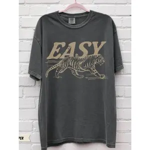 Comfort Colors Easy Tiger T-shirt - Casual Crew Neck, Long Sleeve, Graphic Design, Available in Multiple Colors, Suitable for Men & Women - Top RR6