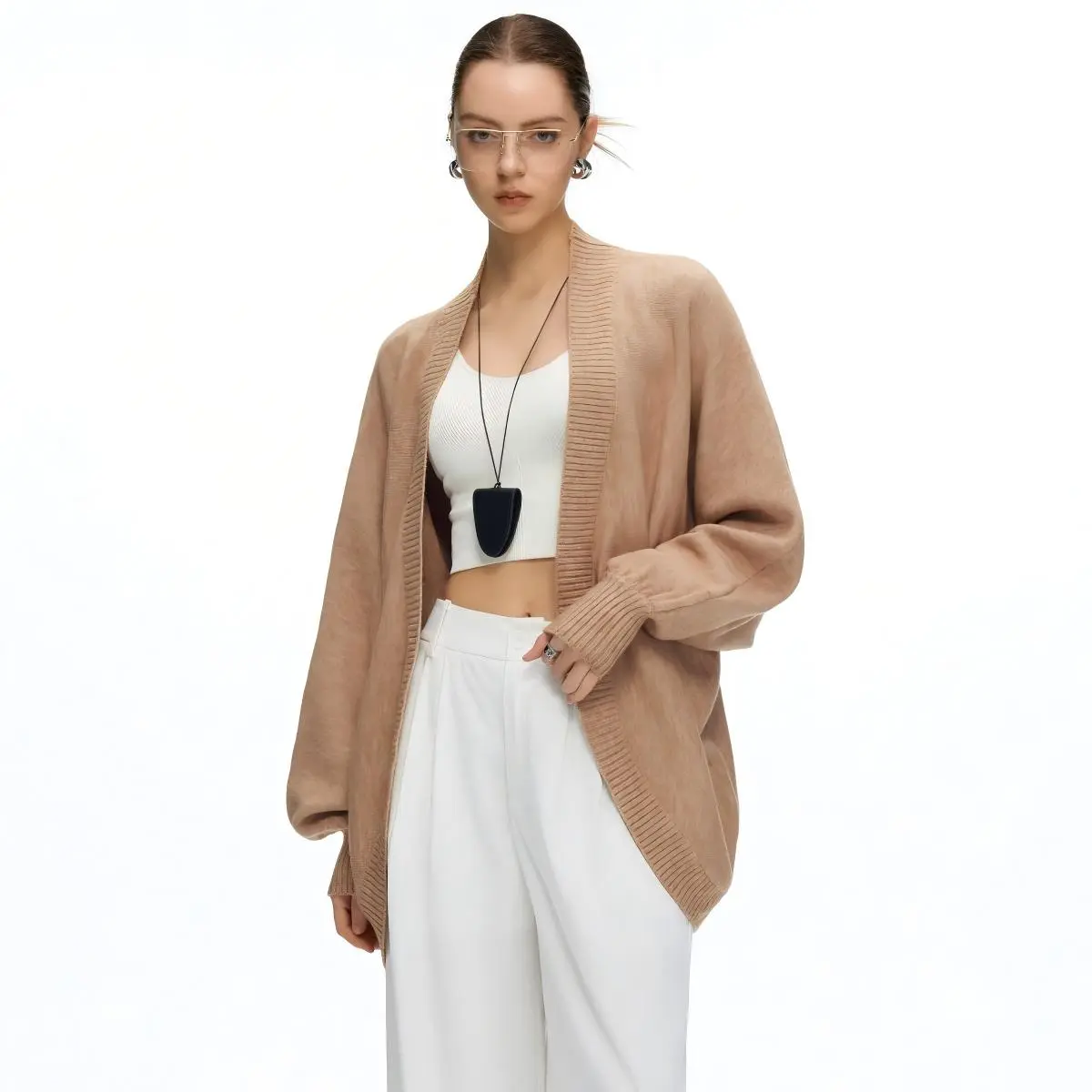jccc shadow Women's Camel Color Front Knit Cardigan, Casual Long Sleeve Knitwear for Daily Wear, Ladies Clothes For Women Lightweight Y2k Fall Outfits Spring Fashion Clothes 2026