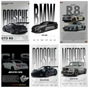 Modern Sports Car Canvas Poster GT3 RS M4 AMG R8 Car Wall Art Minimalist Car Poster Garage Decor Gift for Car Enthusiasts Home Decor