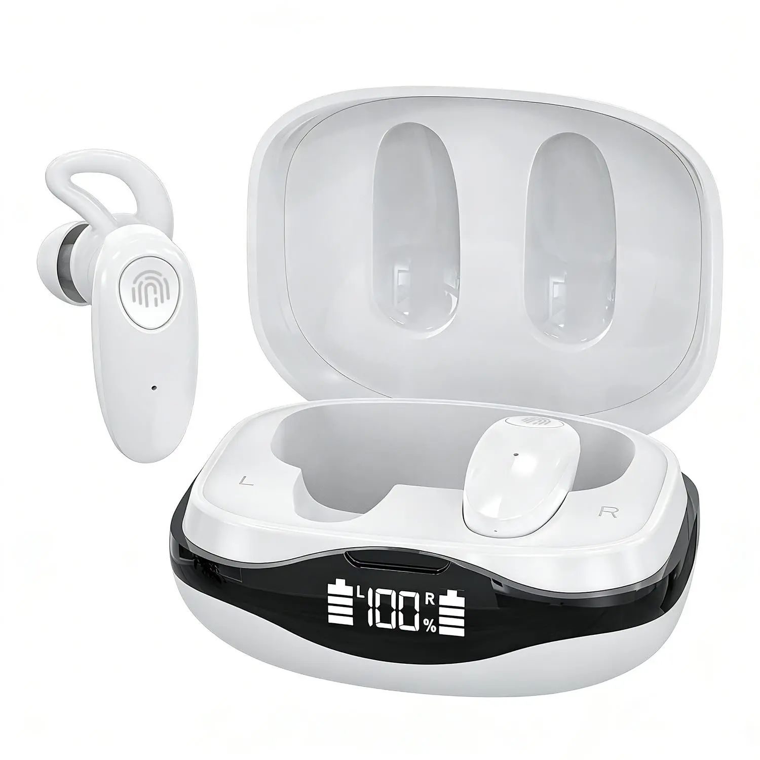 【Tangsonic】TS615 OTC Rechargeable Hearing Aids for Seniors Adults, Digital Noise Cancelling Hearing aid earbuds with LED Display Charging Case, Comfort Fit Earhooks, Touch Control, 80Hrs Battery Life for Mild to Moderate Hearing Loss clear sound True Hear