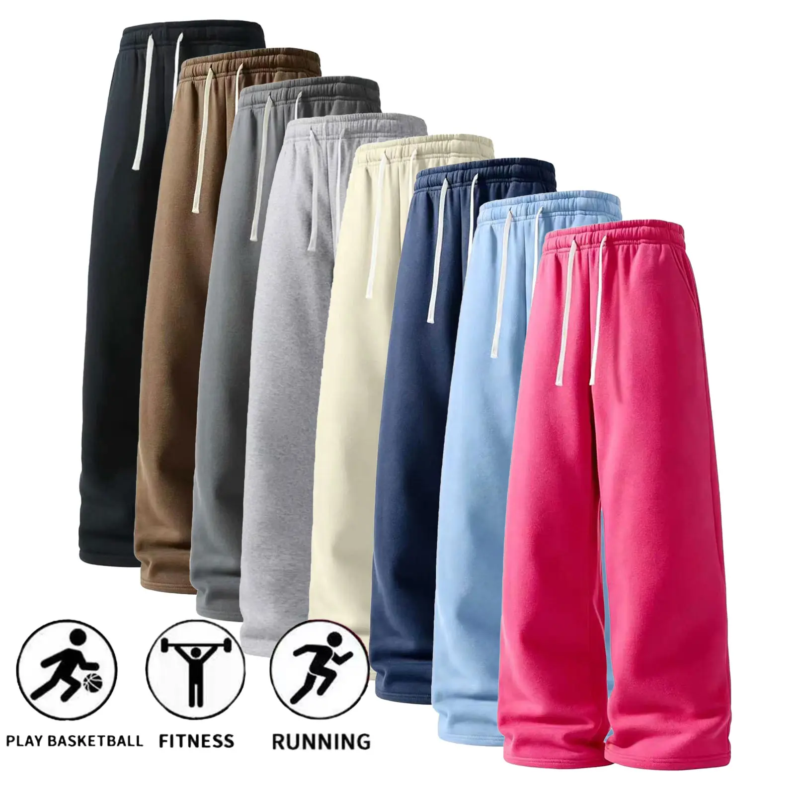 Men's Casual Wear Sweatpants (3-Pack/2-Pack/Single Pack) - Polyester Knit, Loose-Fit Straight-Leg, Standard Size, Versatile for Spring, Summer, Autumn