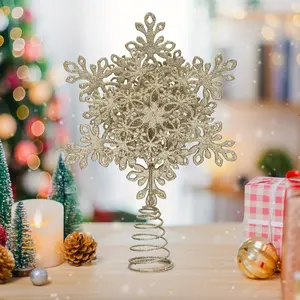 A Sparkling Champagne/Silvery Christmas Tree Decoration, Perfect for Holiday Party Home Decor, Topped with A 13-inch Christmas Snowflake Tree Topper.,halloween