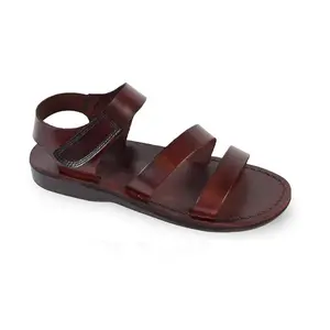 Jared - Leather Velcro Strap Sandal | Brown