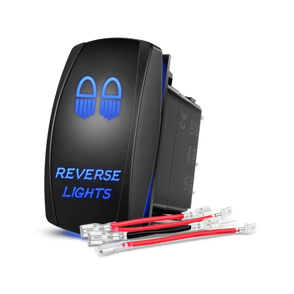 Nilight 5-Pin SPST Laser Rocker Switch - Blue, Push Button Switch for Reverse Lights (Electrical Equipment & Supplies Accessory), Rocker Switch Push Button Switches