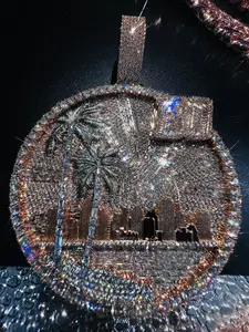 Customized Cold Palm Tree Medal Champion Hip Hop Premium Pendant, High Charm Style Champion Luxury Hip Hop Pendant Jewelry, Gifts for Family and Friends, Easter and Thanksgiving Anniversary Gifts