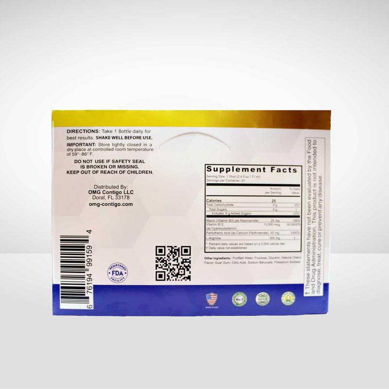 Nano's Bion Mega Forte B12 12,000 mcg 20 Shots 2.4 FL OZ 11 mL Liquid Supplement for Energy & Focus 20 Per Box