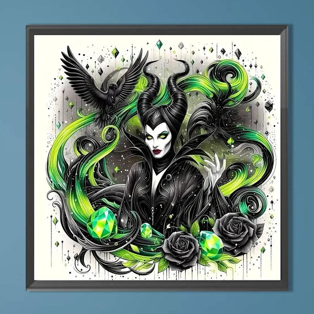 5D Diamond Arts Colorful Painting Kit, 1 Set Black Crow & Woman Pattern DIY Diamond Arts Colorful Painting without Frame, Handmade Art Craft for Home