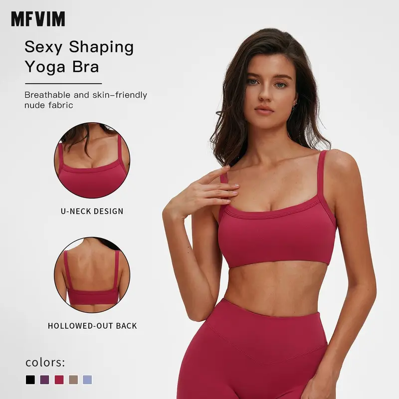 MFVIM Women's Stretch Sports Bra - Adjustable Strap, Back Cutout, Sweat-Dry Fast, Quick Dry Synthetic Activewear for Gym, Workout (Wash Before Wearing)