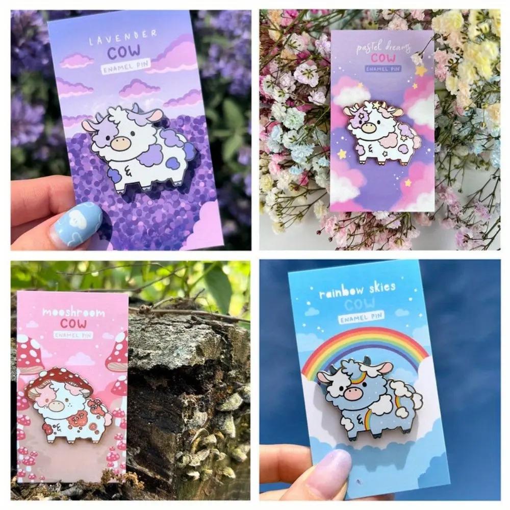 JEWEL-4U - Beautiful Cartoon Cow Enamel Pin, Fantasy Metal Badge, Fairy Cows Brooches, Fun Gifts, Magic Presents