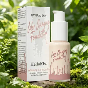 HelloKiss Color Changing Foundation, Natural Skin Tone Matching, Whitening & Concealing Lightweight Formula for Daily Makeup