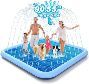 Splash Pad, 127"- 90.5" Size Extra Large Sprinkler Play Mat for Dogs & Kids, Thicker Wading Pool Summer Outdoor Water Toys, Fun Backyard Fountain Play Pad for 3 Age+ Girls Boys Children & Pets