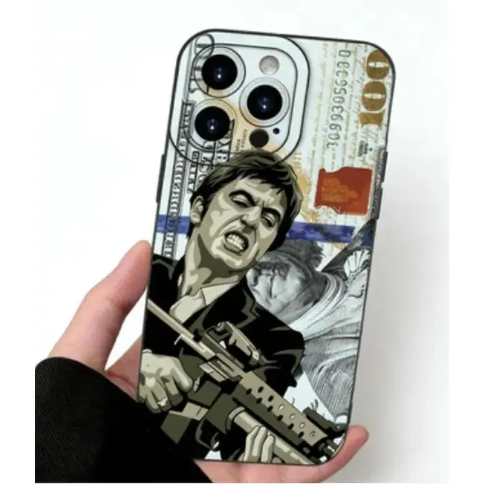 Trendy Pattern with "Scarface"-- for iPhone 15/14/13/12/11 XS XR X 7 8 Plus Pro Max- Black TPU Soft Case. The Case Provides Good Protection And Trendy And Novel Patterns, Suitable for Boys And Girls, Gift/Anniversary/Holiday Gift, Good Choice.