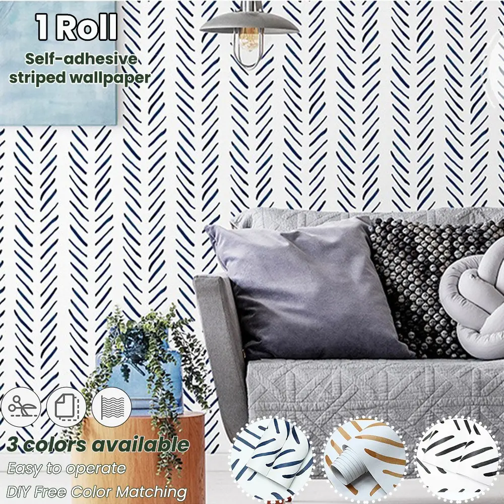 Modern Creative Self-Adhesive Wallpaper Roll, Nordic Style Bone Pattern, 3 Colors Blue, Thick Vinyl Ultra Clear Film