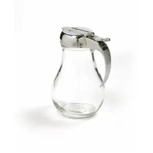 212 MAIN 12oz Glass Syrup Dispenser - Glass Body Bottle, Multi-Use Home & Festive Party Canister Tin