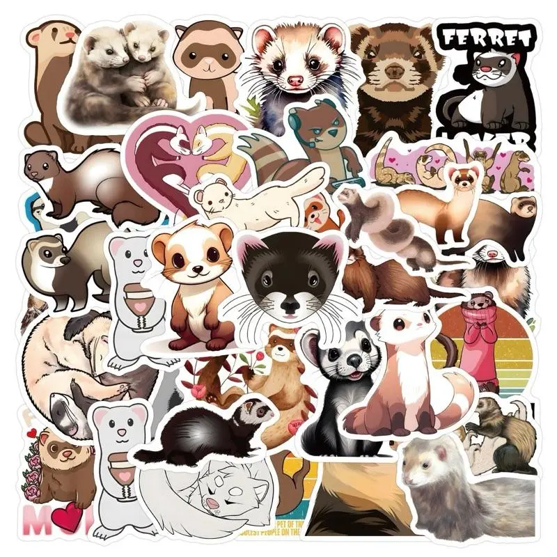 Ferrets Mix Vinyl Decals - 55 Pieces of Assorted Characters for Phone, Water Bottle & Notebook - Personalize Your Items with Unique Styles waterproof