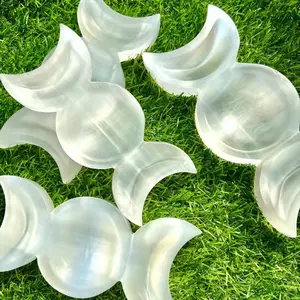 White Selenite Triple Moon Charging & Cleansing Bowl | Altar Supplies | Cleansing | House of Rozel