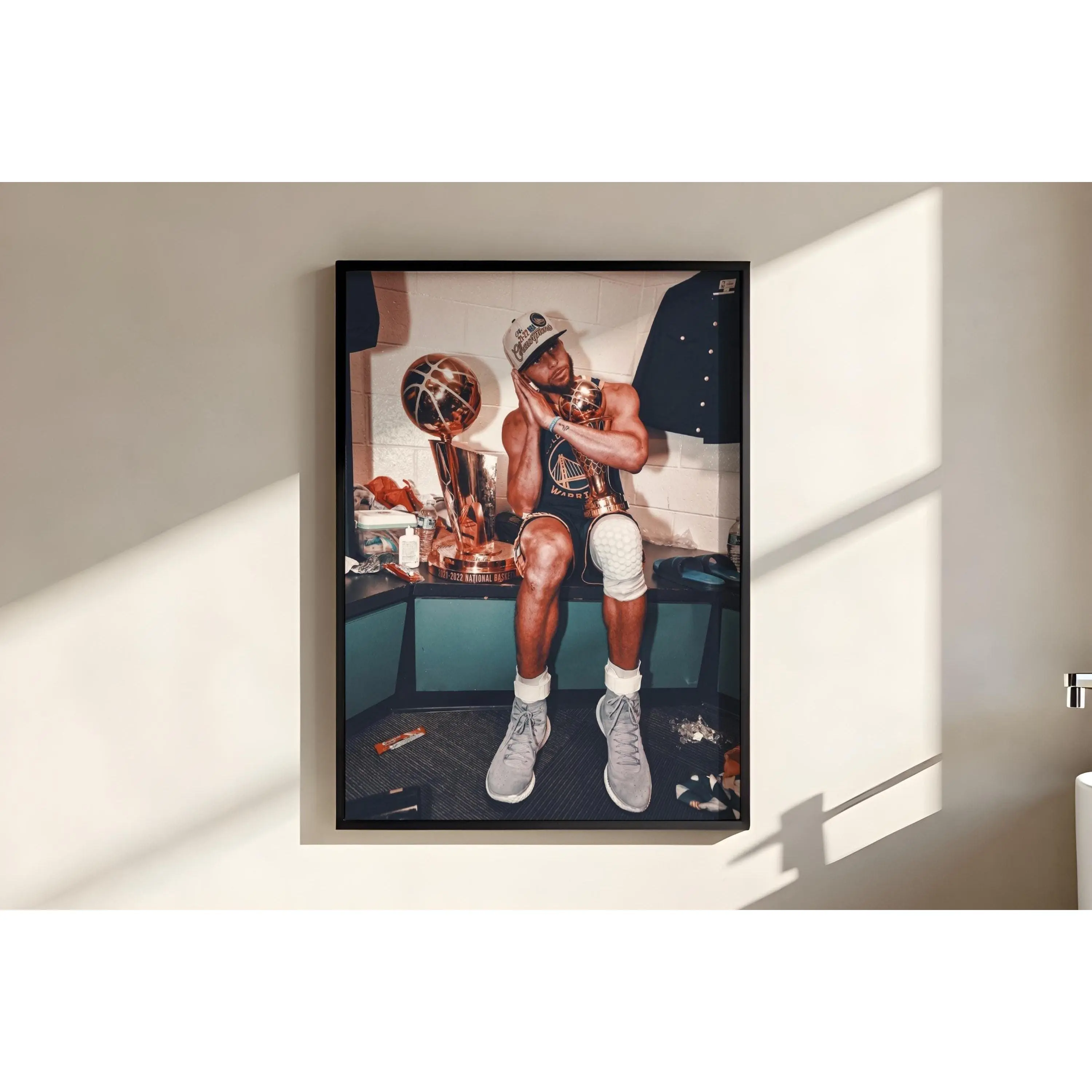 Stephen Curry Poster – Night Night Championship Celebration, Warriors Trophy Wall Art