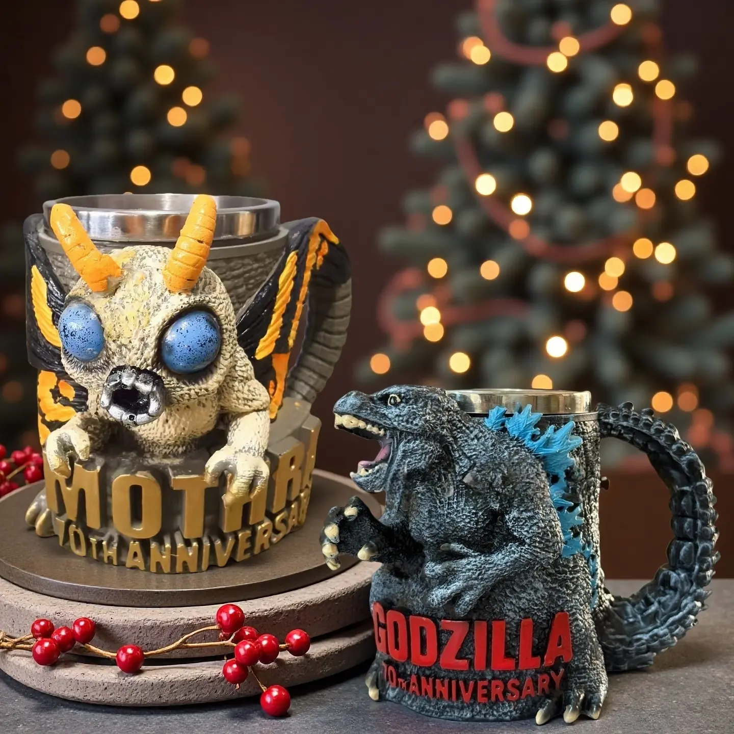 Godzilla 70th Anniversary Coffee Mug, Godzilla-Shaped Cup with Stainless Steel Inner Liner & Resin Surface, Aesthetic Drinkware, Perfect Gift for Fans, Novelty Coffee Cup