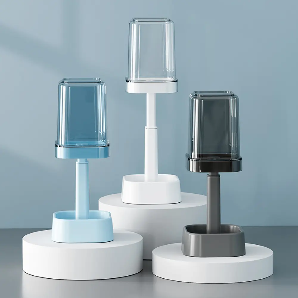 Humwam No-Drill 2-in-1 Wall-Mount Multifunctional Toothbrush Holder with Combined Rinse Cup Holder - Sleek, Dustproof Draining Storage Rack, Family Bathroom Accessory, Toothbrush Holders For Bathrooms