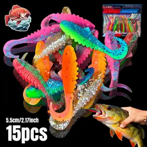 15pcs swimming lure set, 2.17 inches, made with shiny curly soft bait, bright colors, realistic artificial fishing bait designed to attract fish