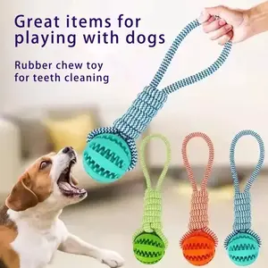 Durable Braided Chew Toy for Dogs, Textured Handle Design, Dog Tug-Of-War Ball, Teeth Cleaning Treat Dispensing Training Tool, for Interactive Play, Indoor Training Ball