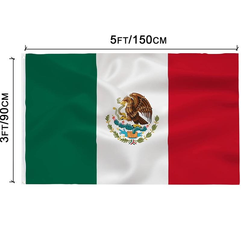 Tapestry, Mexico Single-Sided Flag 3x5 Foot- Mexican National Flags Indoor/Outdoor Quality Polyester with Vivid Color Brass Grommets Decorations