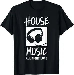 Casual Cotton shortsleeve tees House Music All Night Long DJ T-Shirt