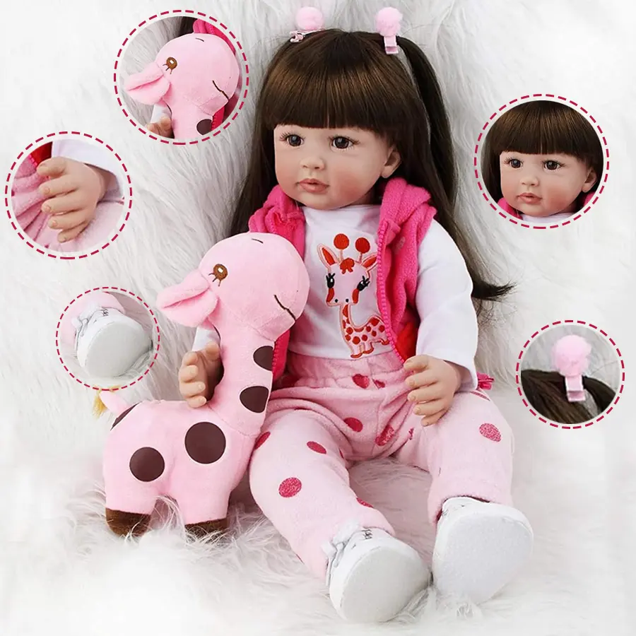 Doll -20 Inches (Approximately 50 Centimeters) Baby Soft Body Realistic Newborn Doll All Vinyl Body Movable Realistic Baby Doll Girl With Feeding Kit Gift Box, Suitable For Children Over 3 Years Old