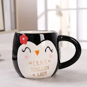 Cute Penguin Ceramic Mug, Cartoon Animal Design Coffee Cup, Office Milk Cup, Adorable Penguin Shape Drinkware for Daily Use