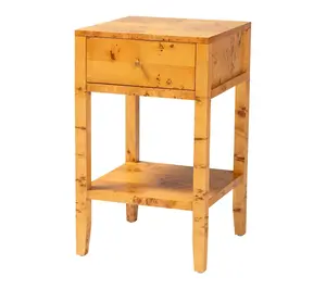 bali & pari Ghina Light Mappa Real Burl Wood Nightstand