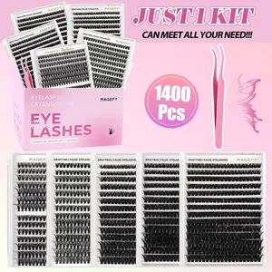 Individual False Eyelashes with Tweezers, 9-16mm C Curl 30D+40D+60D+80D+100D Eyelash Extensions, Eye Makeup Enhancement Tool for Women