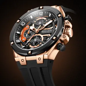 SOLLEN Men's Sports Chronograph Watch Large Dial Date Multi-Function Quartz Water-Resistant Silicone Strap Luminous Waterproof Gift for Birthday Boyfriend Husband Valentine's Day Father's Day Wedding 720