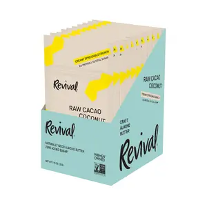 Revival Craft Almond Butter, Raw Cacao Coconut Chocolate Squeeze Pouches Travel Size Keto Clean Ingredients Superfoods
