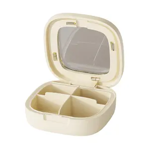 Mini Sugar Cube Pill Organizer – Portable 4-Compartment Medicine Box, Airtight & Moisture-Proof, Easy Open for Elderly & Kids, Perfect for Travel, Work & Daily Use