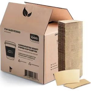 Paper Hot Cup Sleeve Jacket Holder | Corrugated Cardboard Protective Hot And Cold Insulator | Espresso Coffee Milk  Beverage And Hand Protector (, 1000)