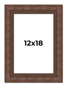 12x18 Brown Wide Bamboo Picture Frame - UV Acrylic, Foam Board Backing, Hanging Hardware
