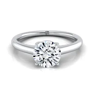 Contemporary Comfort Fit Flat Shank Solitaire Engagement Ring Setting in Platinum