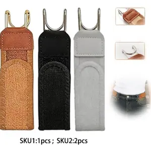 Unisex Elastic Waistband  of 1-2 Pieces, Adjustable No-Buckle Hook, Invisible Neutral Style for Jeans and Pants