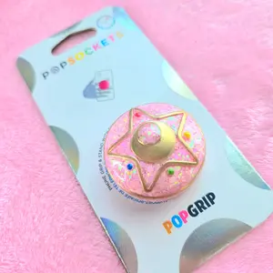 Sailor Moon Magical Pink Star PopSocket - Enchanting Phone Grip & Stand for Smartphones - Accessories car Cellphone Sparkling Glitter Game