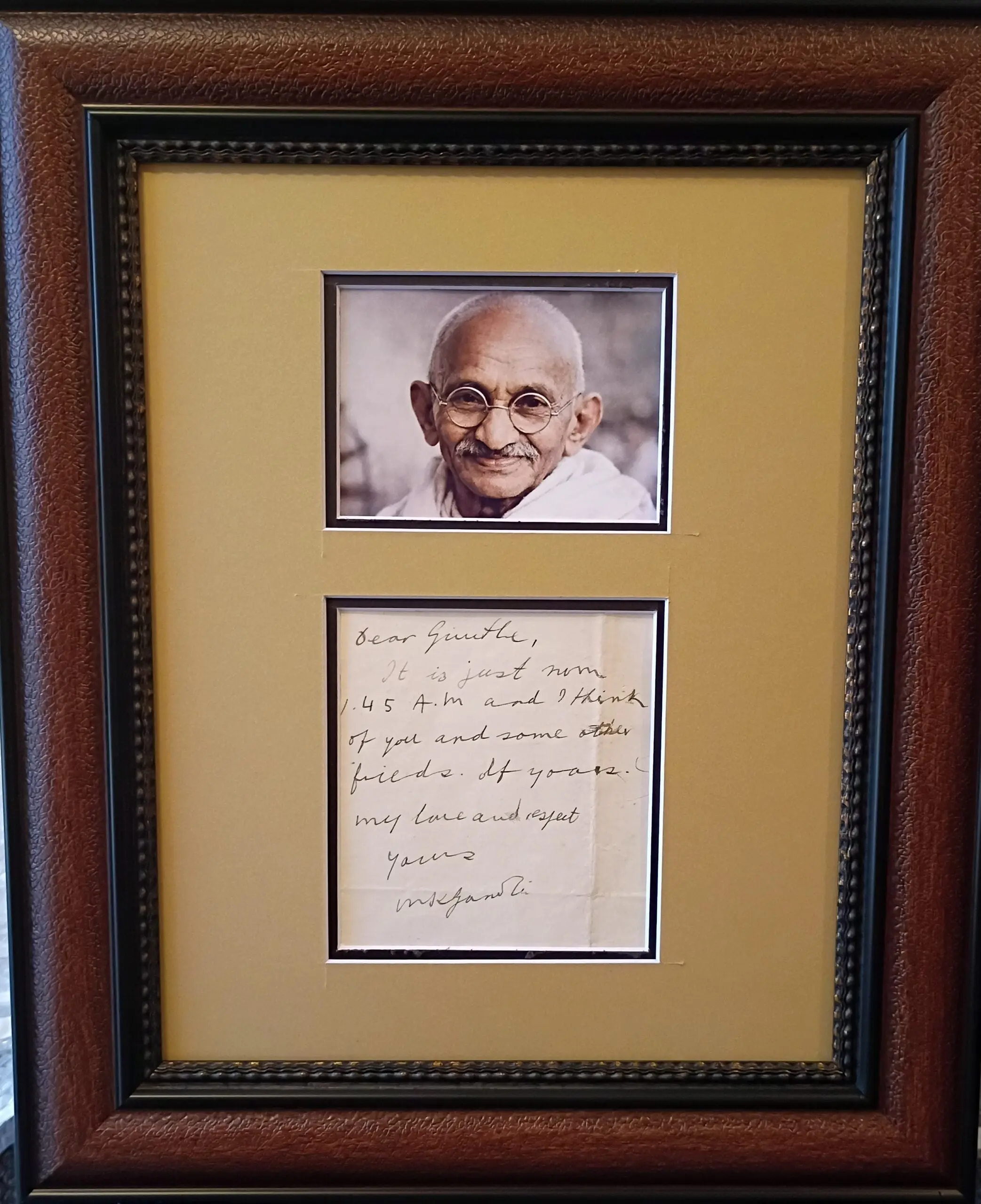 Mohandas Gandhi handwritten letter in English