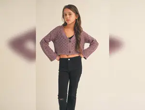 Delicate Girls Crochet Cropped Cardigan