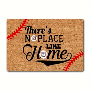 Humorous Welcome Mat, Perfect for a Prank Gift, Features a Baseball Theme with The Phrase 'There'S No Place Like Home