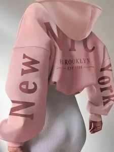 Women's Casual Hooded Sweatshirt with Letter Print, Loose-Fitting Drawstring Pocket, Outdoor Wear, Fall & Winter Fashion, Tops