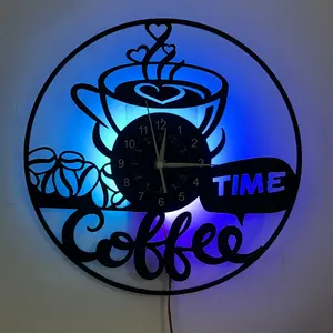 Colorful vinyl wall clock, leisure coffee theme, home decoration, hotel, coffee shop decoration, bedroom decoration, office decoration, birthday gift, graduation gift, Halloween, Christmas gift, tabletop decoration, sleep night light, art collection