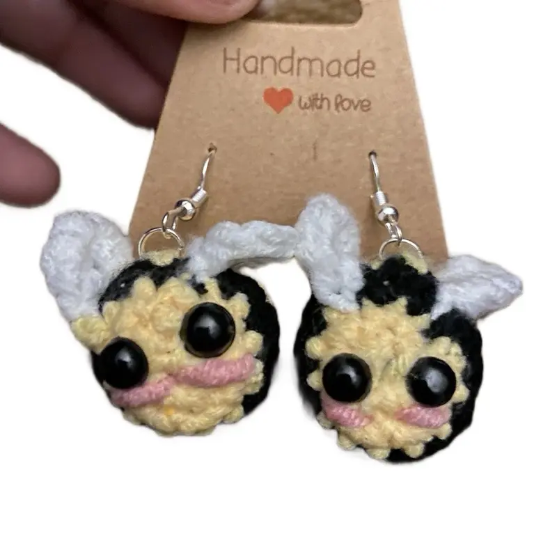 Handmade Bumblebee crochet earrings
