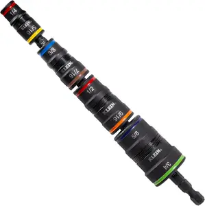 32934 Impact Driver, 9-in-1 SAE Impact Socket Set, 4 Flip Sockets with 1/4, 5/16, 3/8, 7/16, 1/2, 9/16, 5/8, and 3/4-Inch Nut Driver Sizes with Bit Holder, 6-1/2-Inch Shaft
