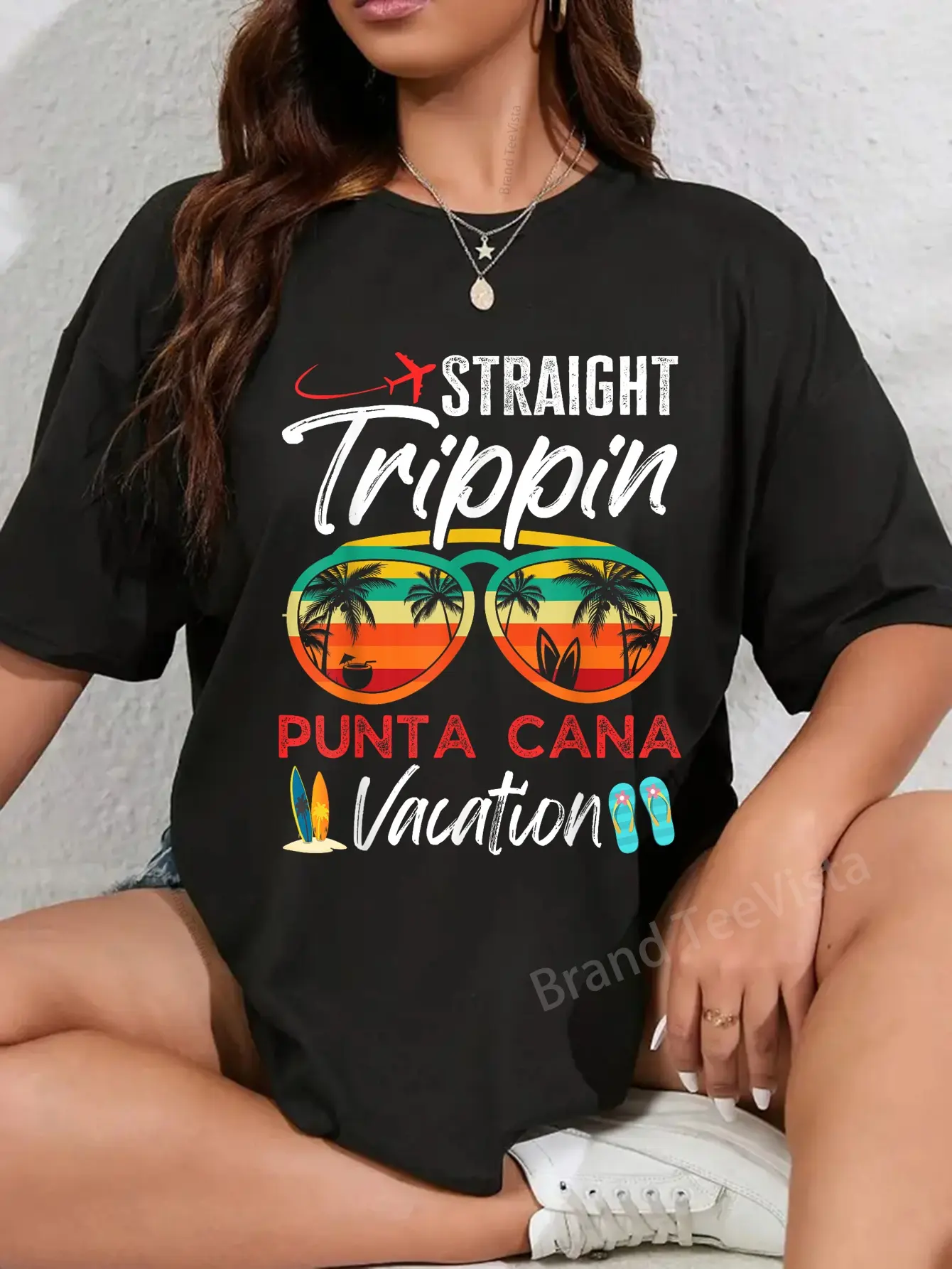 Men's 100% Cotton Vintage Straight Graphic T-Shirt - Unisex Streetwear Clothes for Punta Cana Couples Vacation, Women's Round Neck Casual Everyday Top
