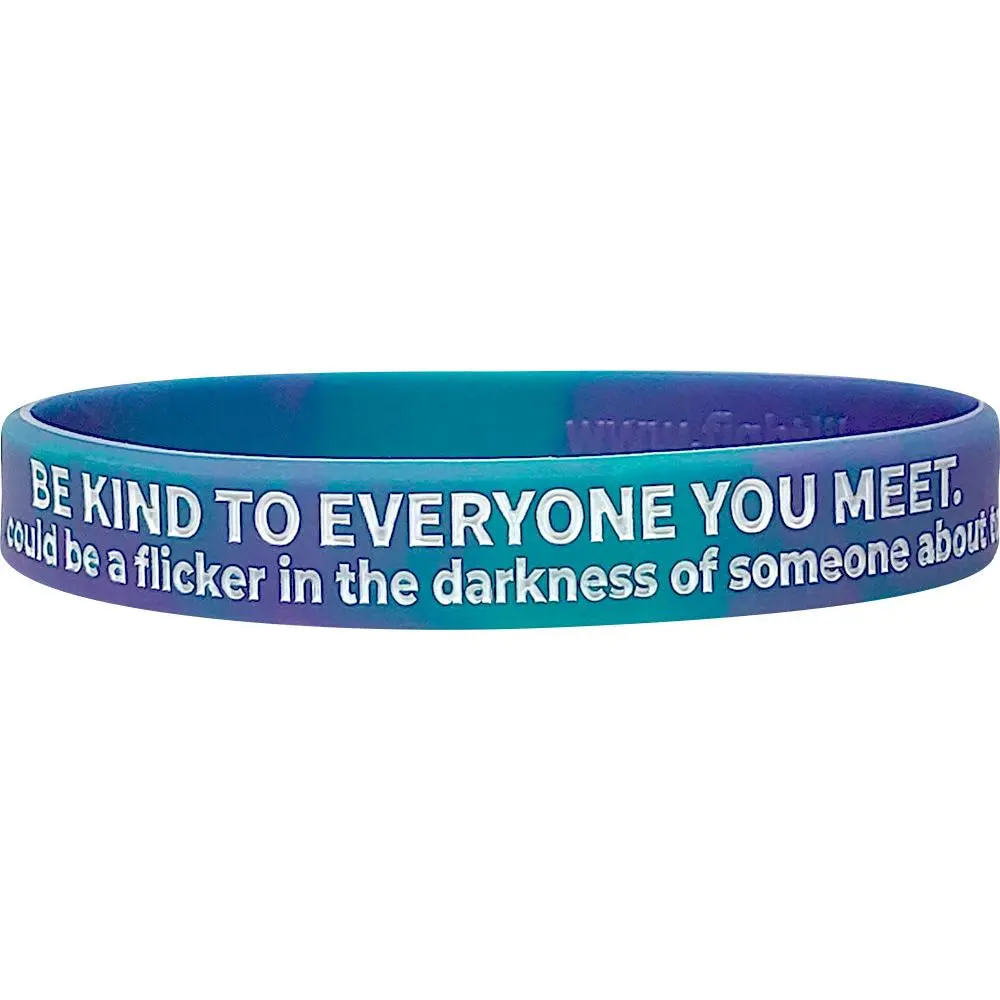 Be Kind to Everyone You Meet Silicone Wristband - Teal/Purple Swirl