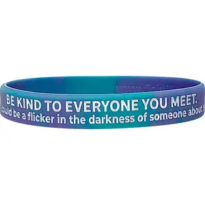 Be Kind to Everyone You Meet Silicone Wristband - Teal/Purple Swirl