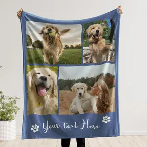 0005   Dog Picture Blanket With Text Memorial Pet Face Loss Keepsake Gift Cus